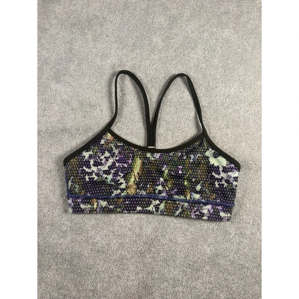 lululemon Flow Y Bra 4 black multi print